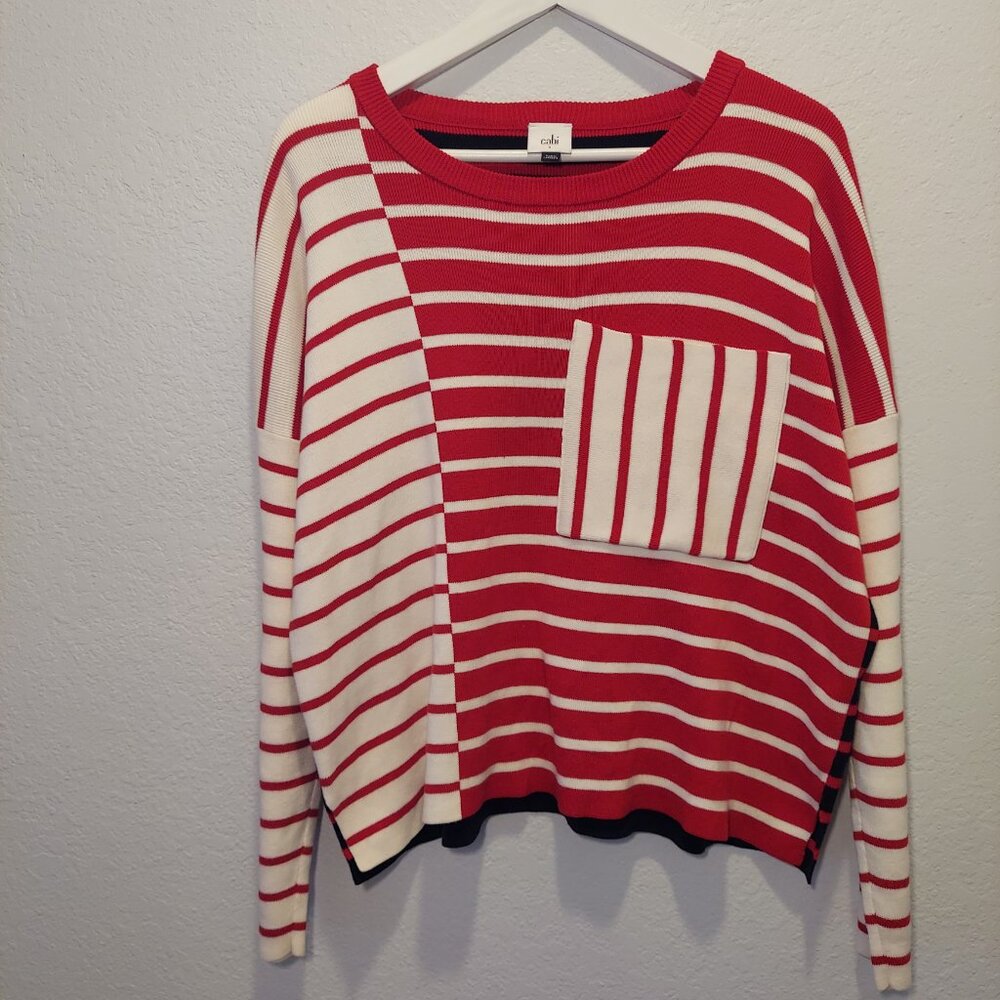 Cabi Pocket Pullover Striped Sweater Nautical